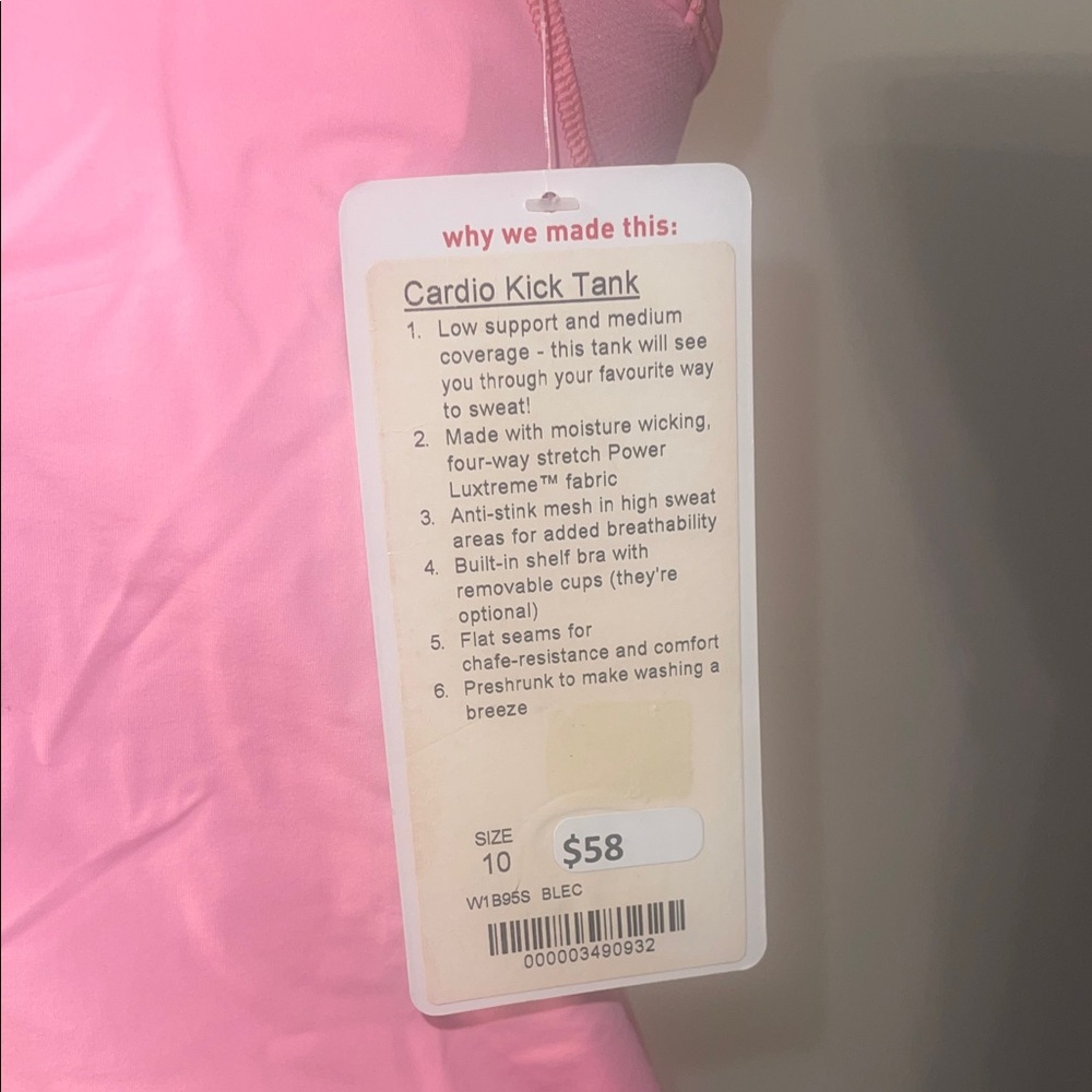 NWT Women’s Lululemon Cardio Kick Tank – Women’s Size 10, Coral - Picture 3 of 5